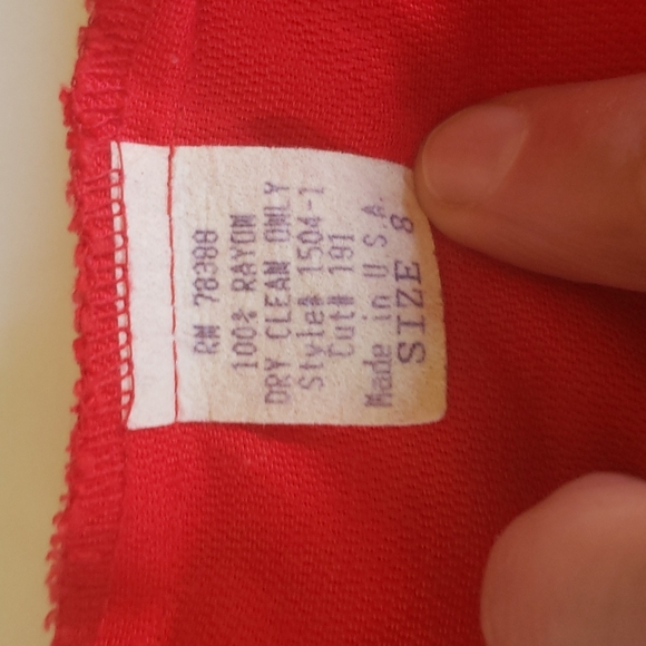 VINTAGE 90s Cynthia Howie colorblock Red and Black knee length dress sz 8 - Picture 10 of 10